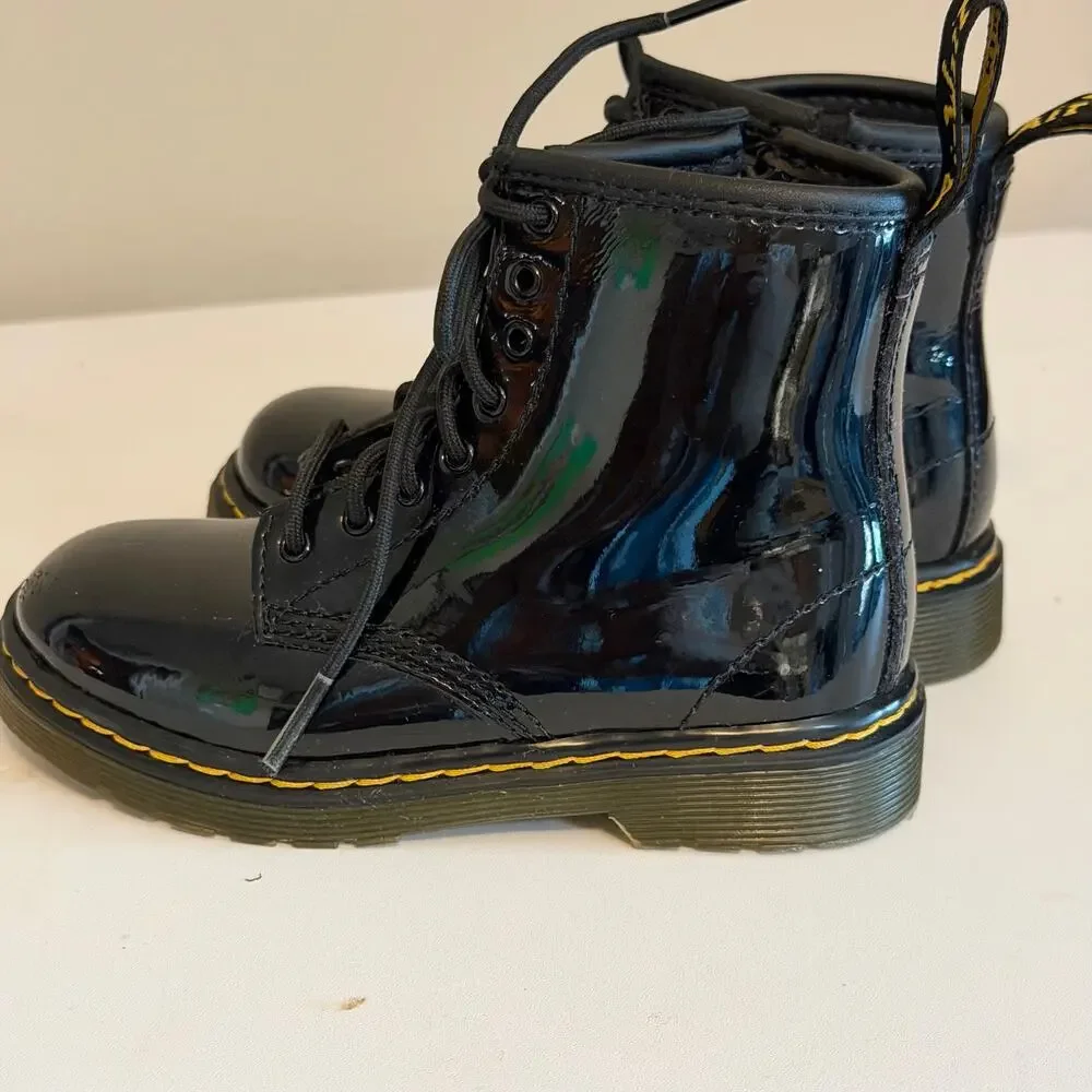 Dr. Martens 1460 T Black Patent Leather Combat Boots Toddler 9 Child Youth Kids
